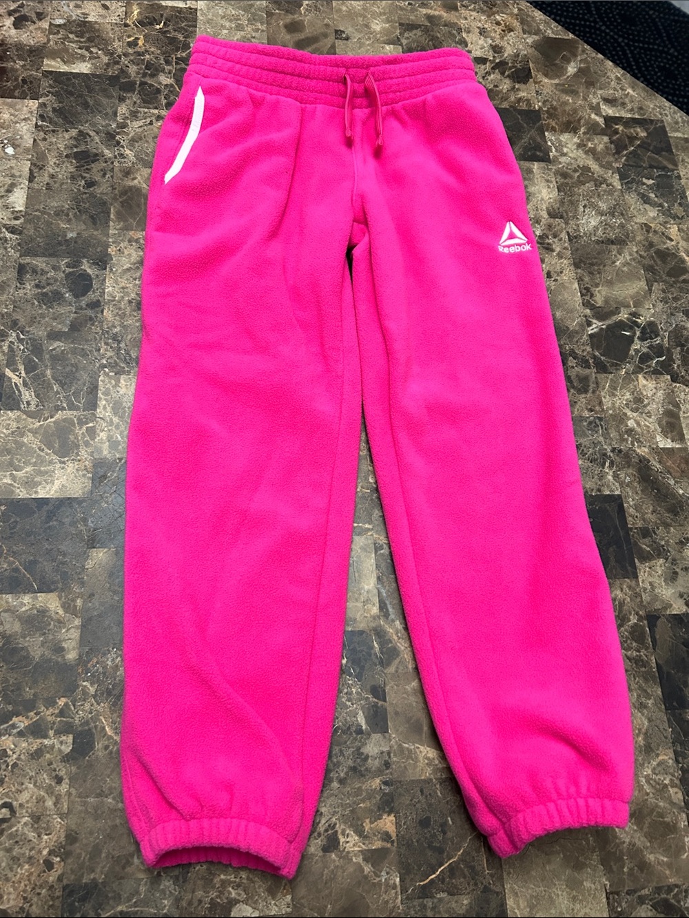NWT 🆕 Reebok Girls Bright Pink Fleece Joggers for 7/8 years
